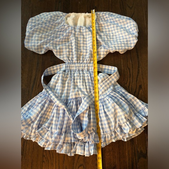 Mable Women’s M Blue/White Gingham Lolita Puffed Sleeve Cut-Out A-Line Dress EUC - Picture 9 of 15